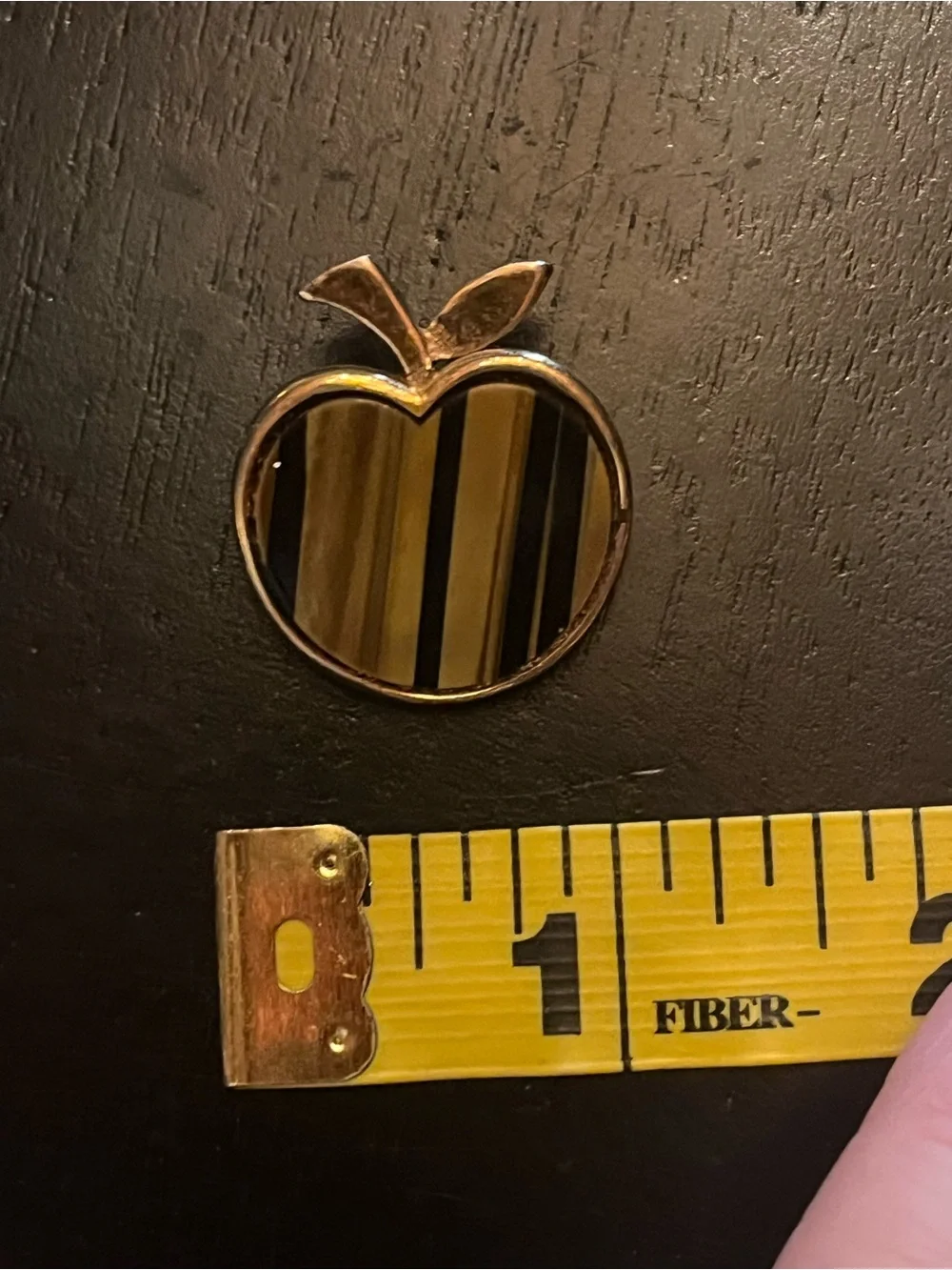 Vintage Crown Trifari Tiger Eye Apple Enamel Brooch